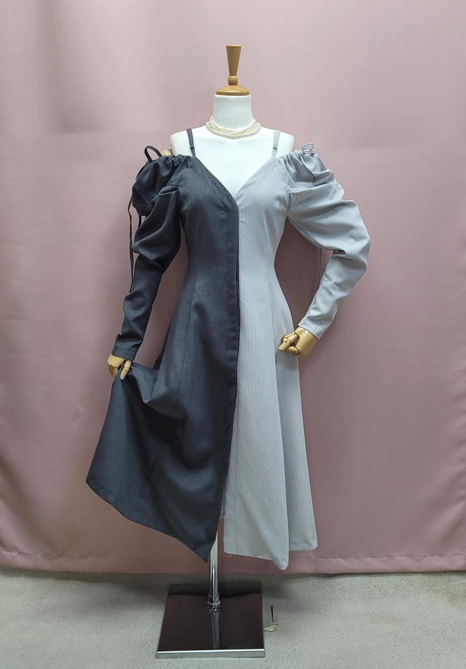 고퀄 하프 플레어 롱원피스