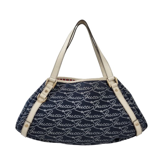 정품 구찌 로고 레터링 데님 숄더백