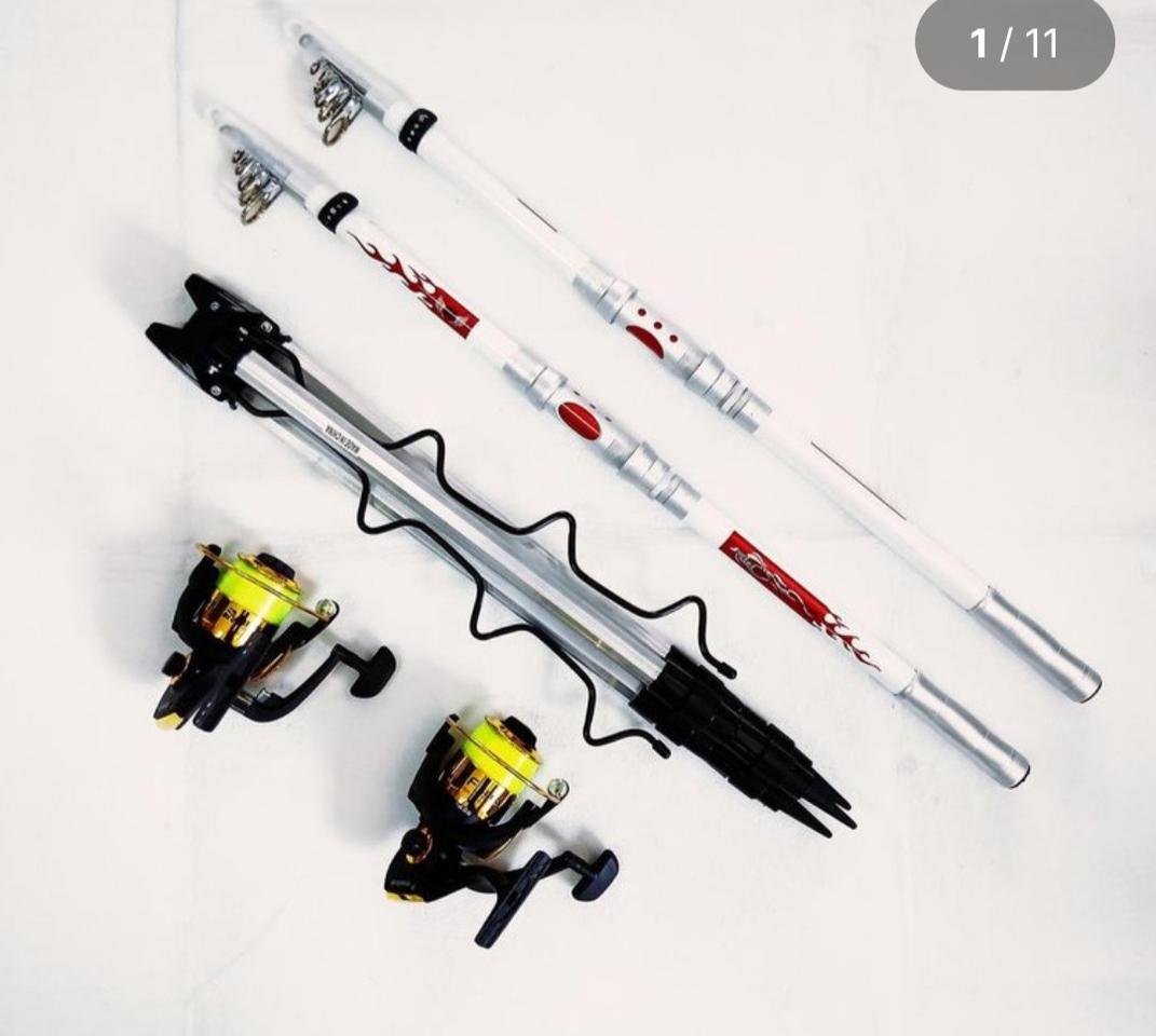 원투낚시대3.6m2대+5000번릴2대+릴줄+삼각받침대