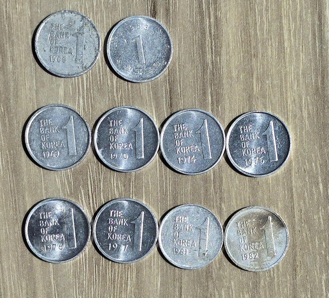 옛날동전 1원 미사용 5개포함