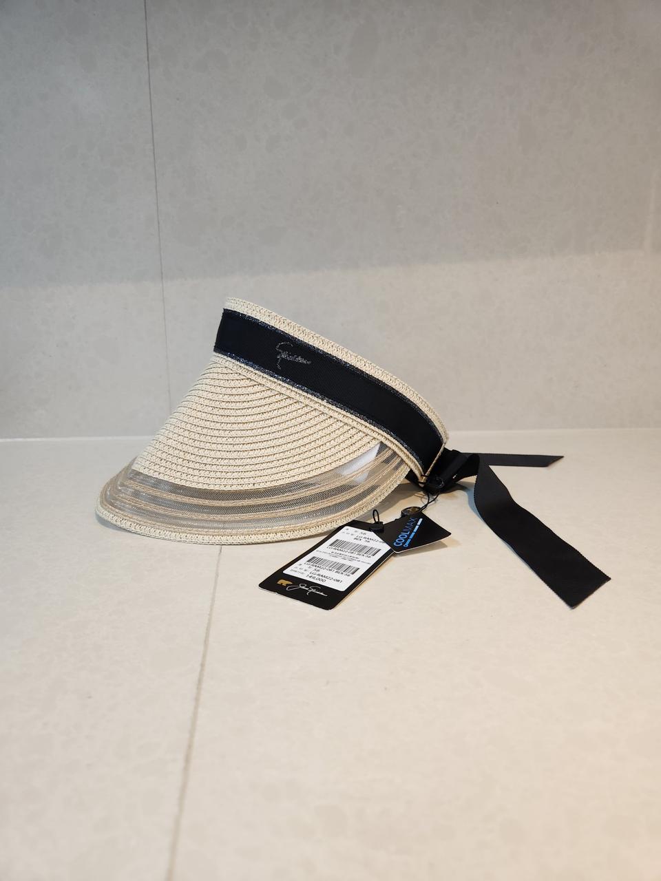 새상품)[잭니클라우스] 여성 메탈릭 스트라이프 리본 바이저 골프 모자