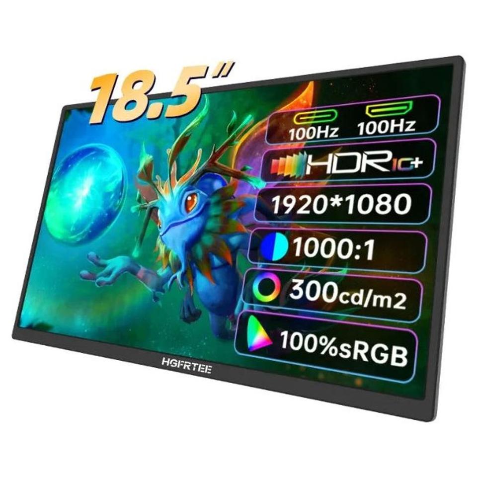 HGFRTEE 18.5인치 FHD 휴대용 모니터 100Hz 16:9 범용
