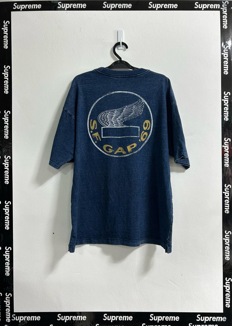 GAP 갭 빈티지 워시드 데님 반팔티 오버핏 남성 100사이즈