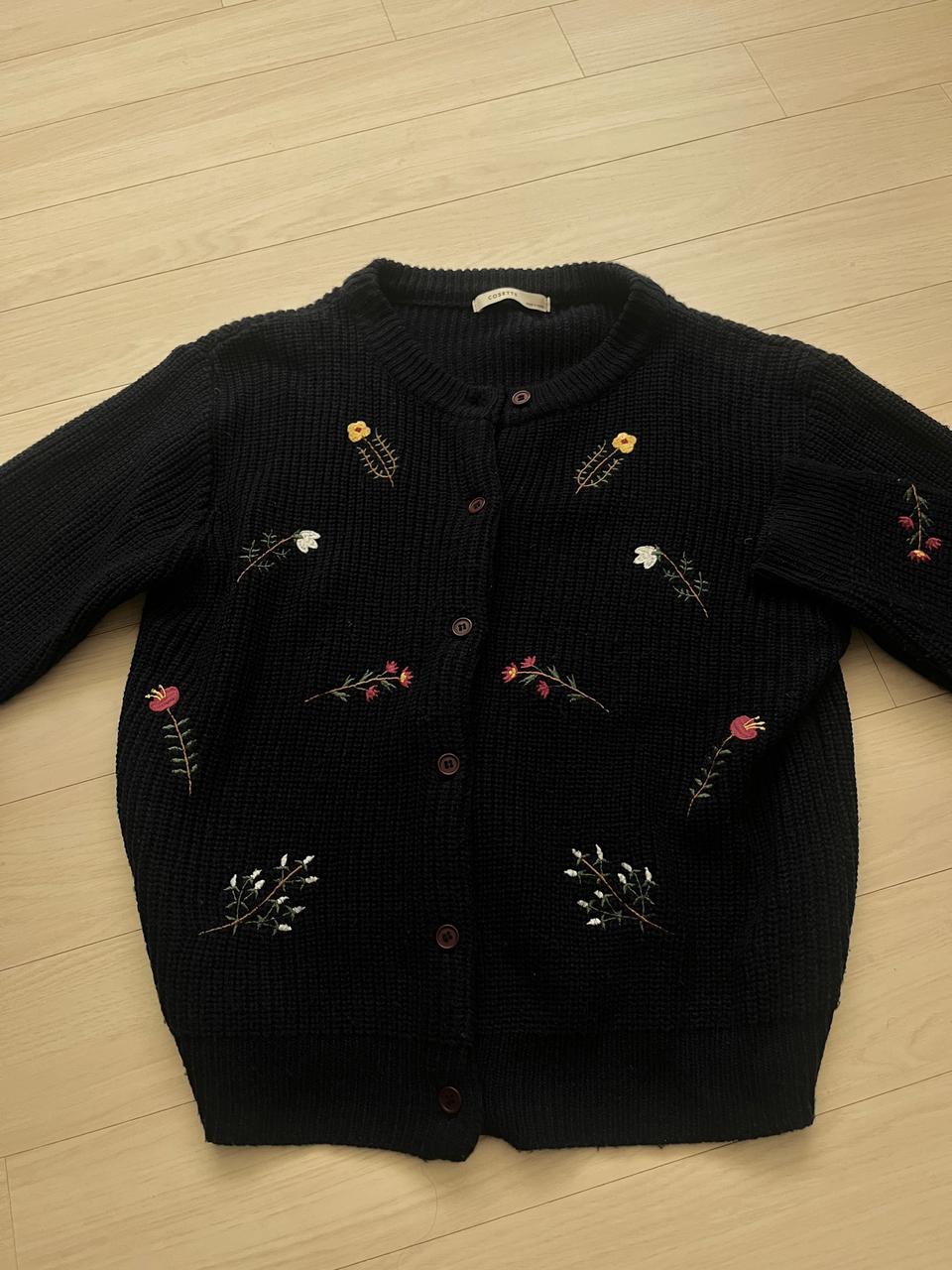 꽃 자수 니트 가디건