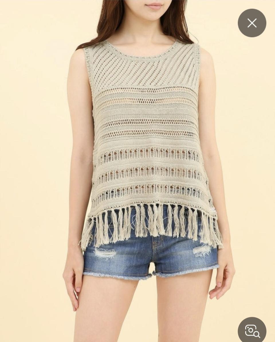 새상품 S 밑단 술장식 조직변형 베스트 써스데이아일랜드