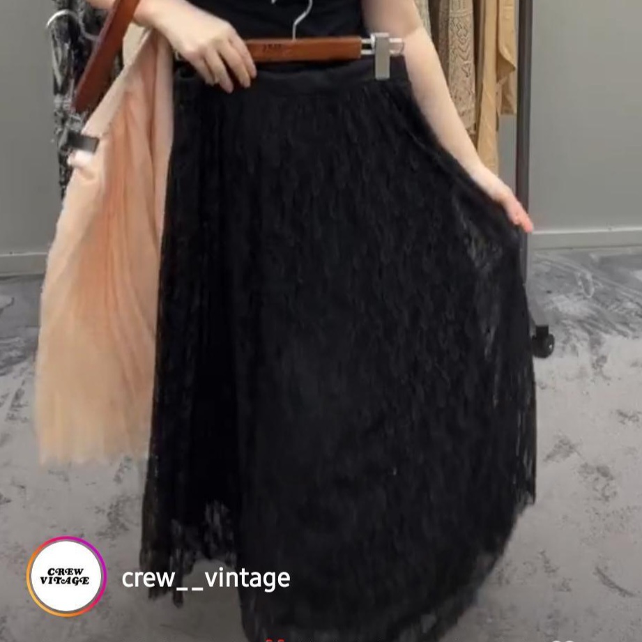 크루빈티지 블랙 레이스 샤스커트 단품