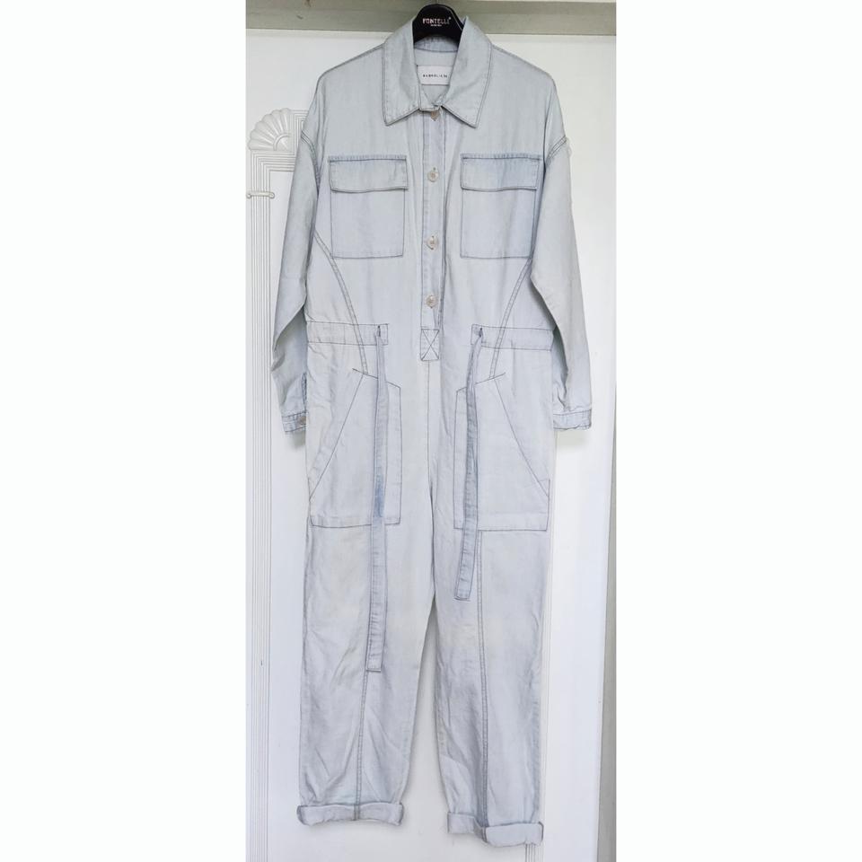 매그놀리아36 메그놀리아36 점프슈트 연청 데님 올인원 셔츠 카라 롤업