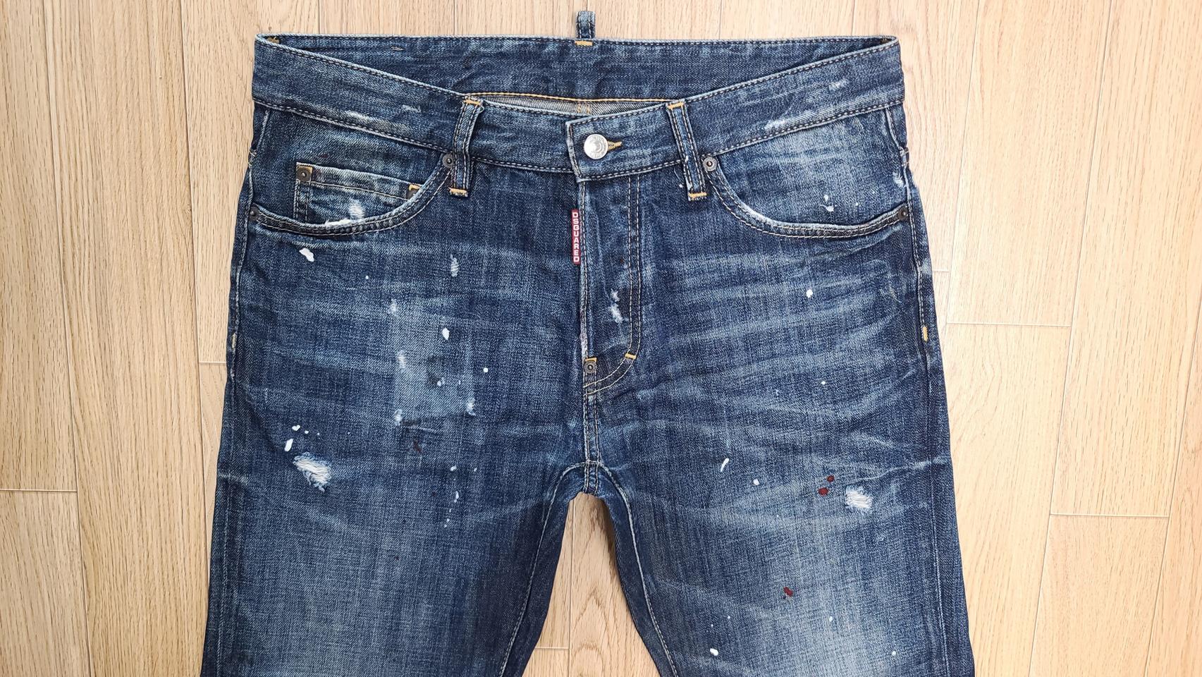 정품 디스퀘어드 더티오일 자수 레귤러진 청바지 48