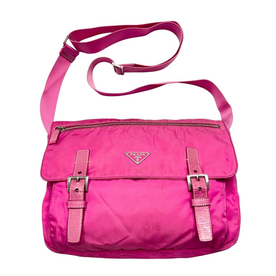 프라다 핑크 나일론 테수토 메신저백