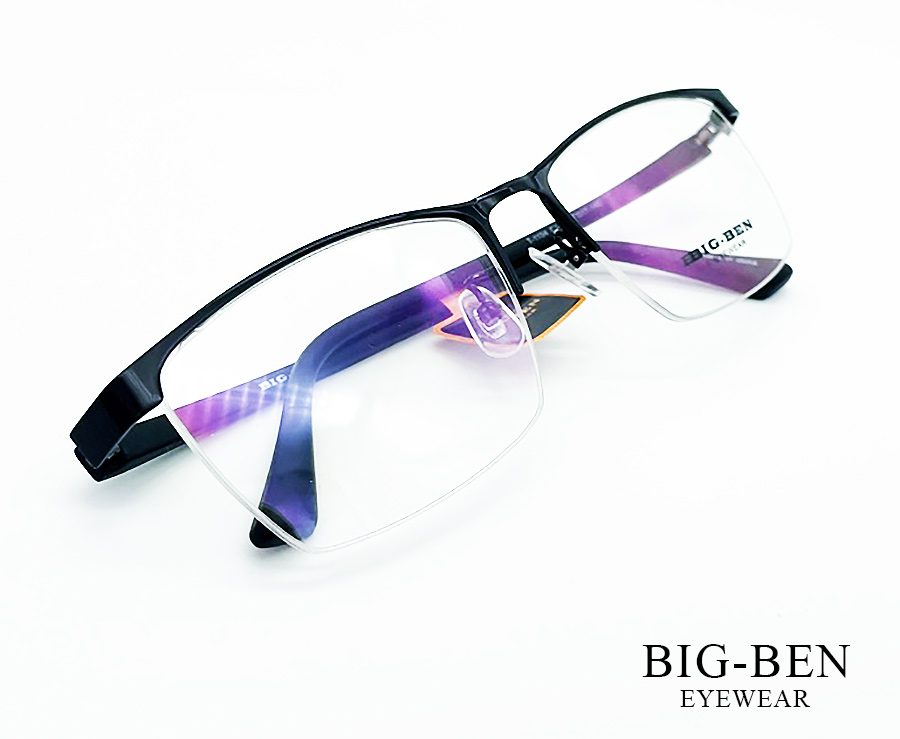 [추가증정]빅벤 블랙 반무테 남자 여자 가벼운 안경테 T-1104 새제품