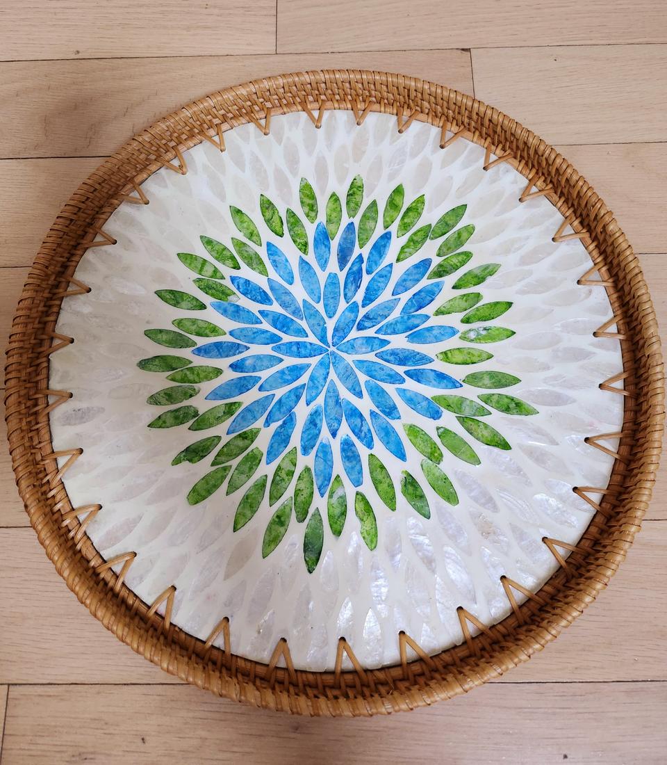 라탄 자개문양 트레이~ 새상품