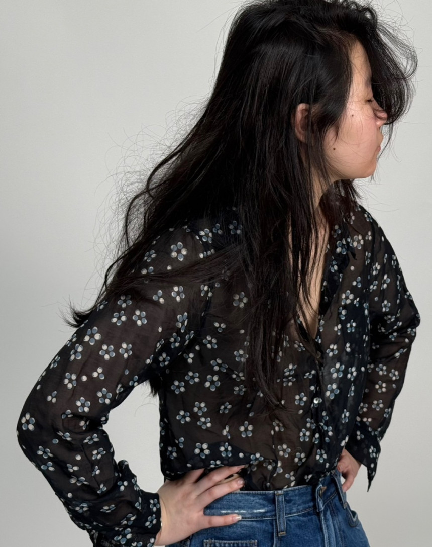 넬 블루밍 실크 셔츠 1사이즈