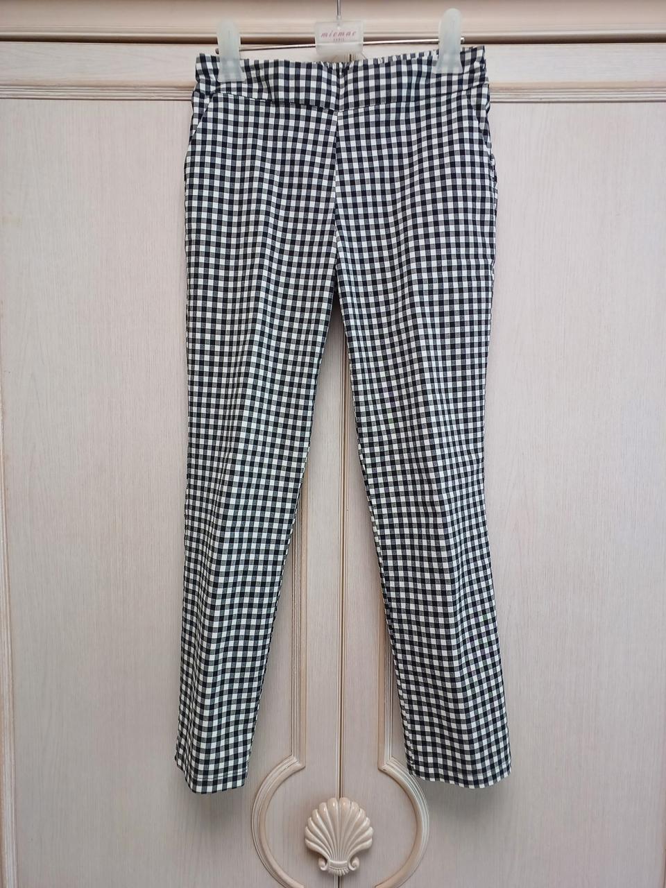 깅엄 체크 스판 바지