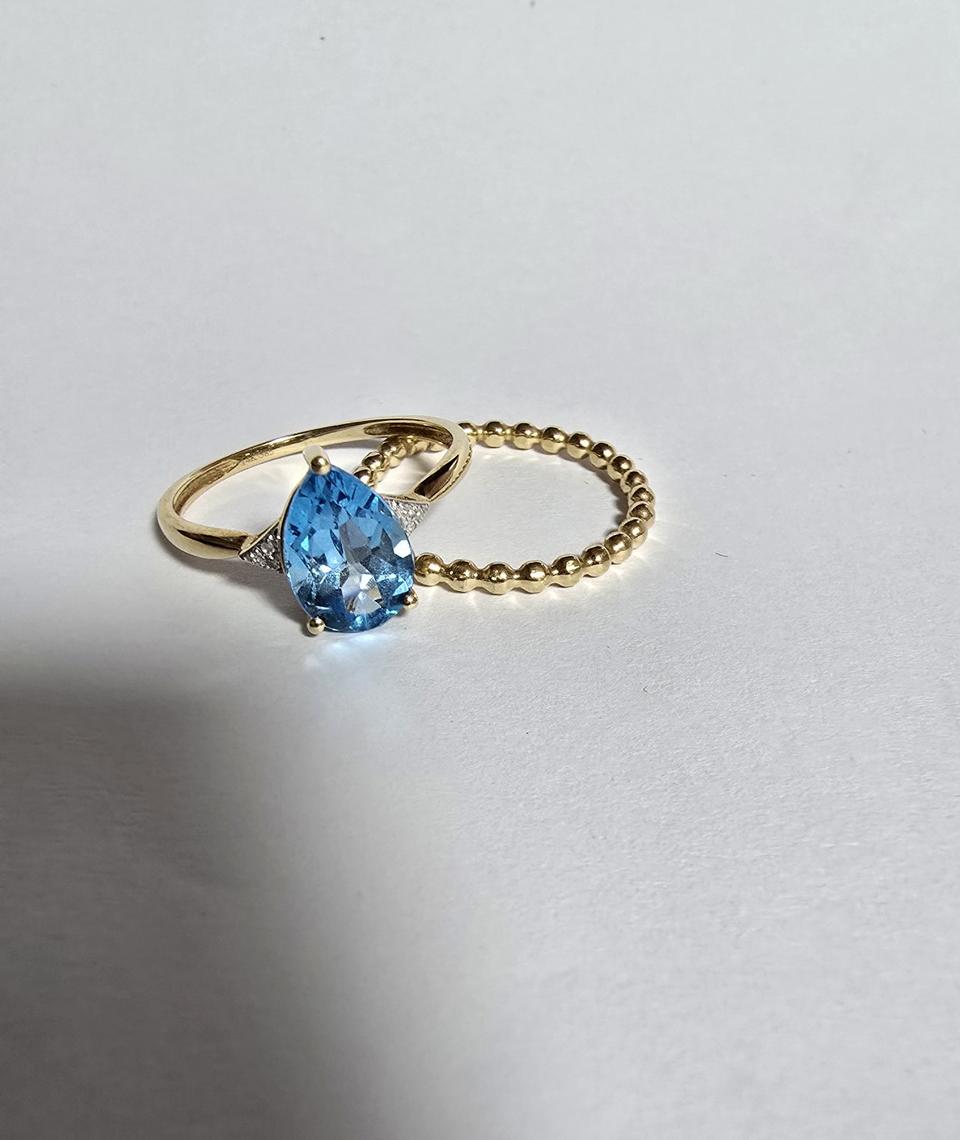 14k 반지2개세트 천연토파즈 다이아몬드 세트가격임