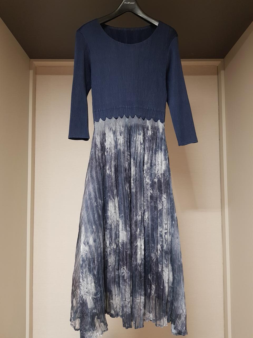 투톤 이중 플리츠 롱원피스(택포)