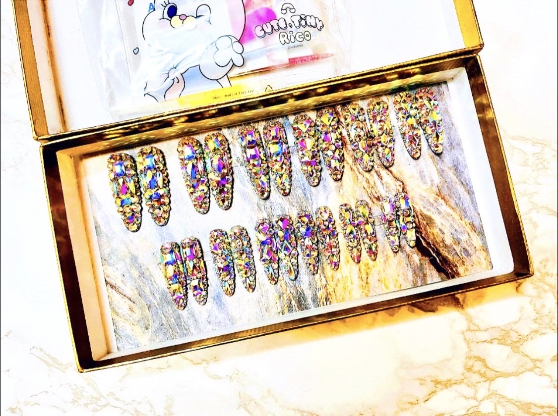 전사이즈 24개 레인보우 AB크리스탈 풀스와네일