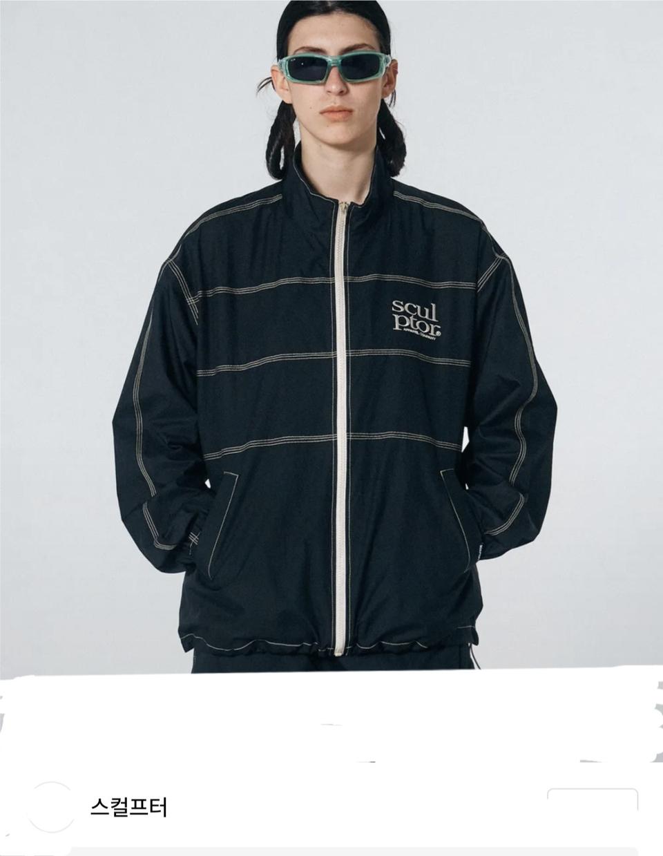 스컬프터 23SS 스티치 바람막이 자켓 / 남 L (BLACK)
