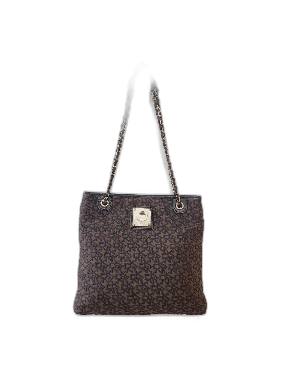 DKNY 여성 쟈가드천 금장체인장식 숄더백