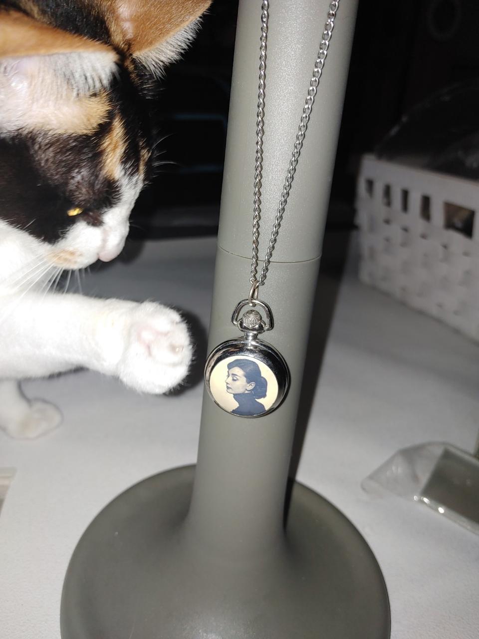 오드리햅번 실버 회중시계 목걸이 펜던트