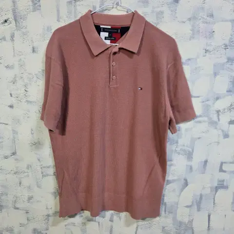 타미힐피거 하이 트위스트 코튼 카라 반팔티 M
