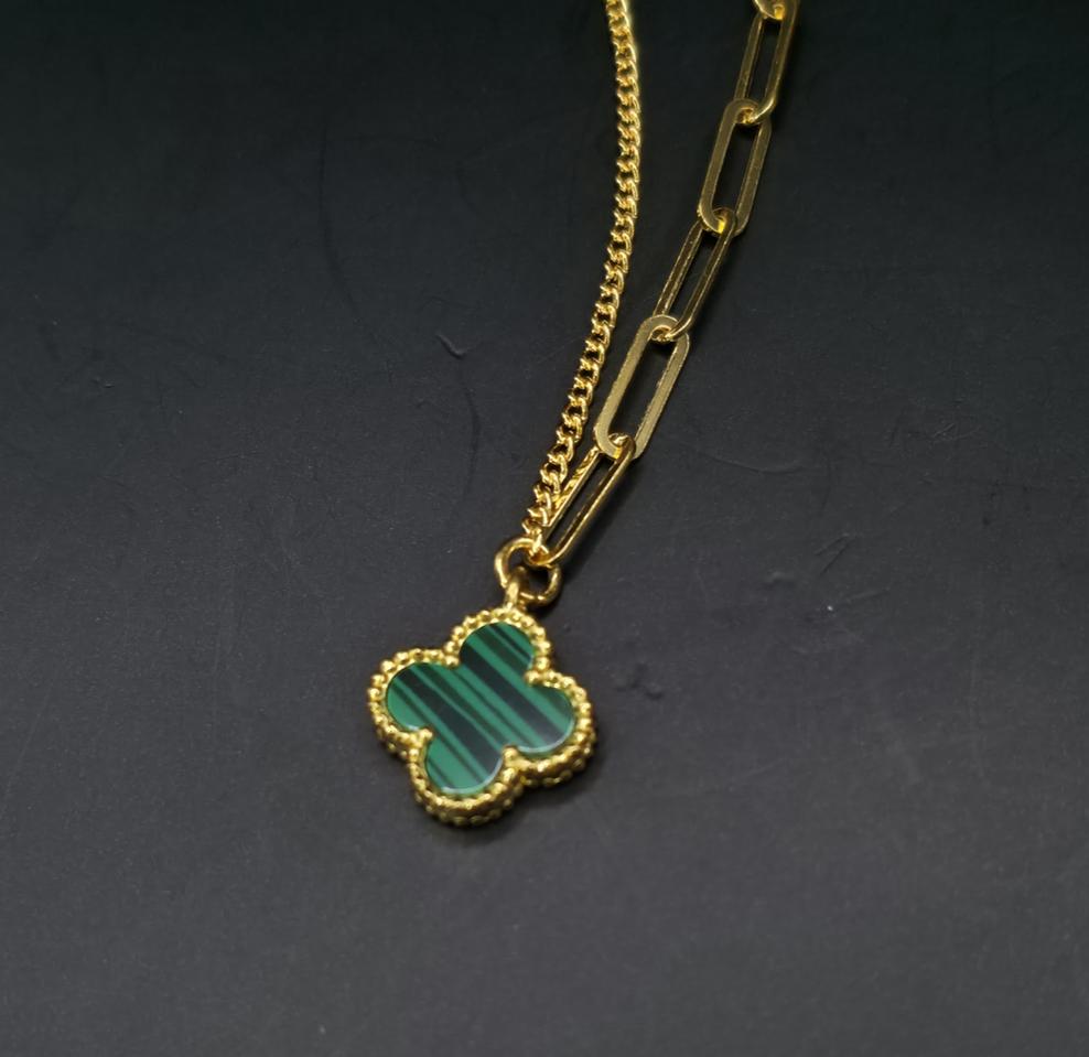 24k 순금 2돈 체인 크로버 목걸이 + 18k장식