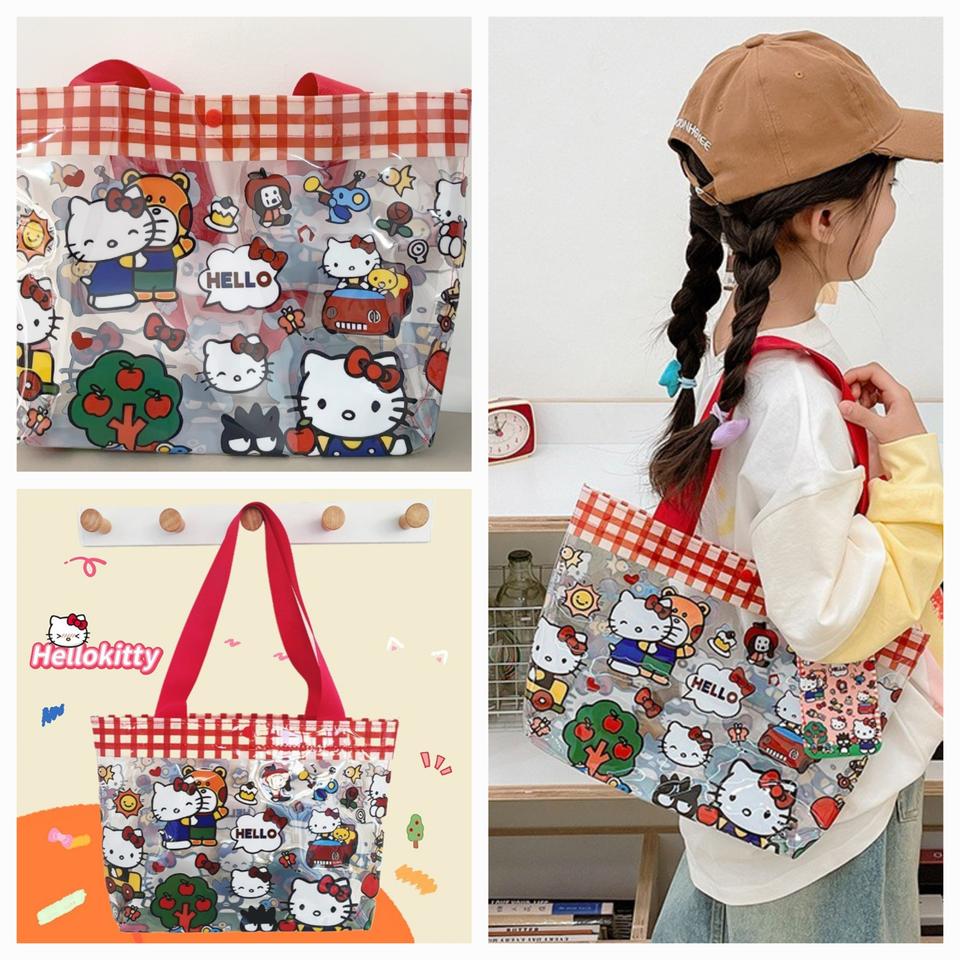 헬로키티 PVC 여성용 비치백 토트백