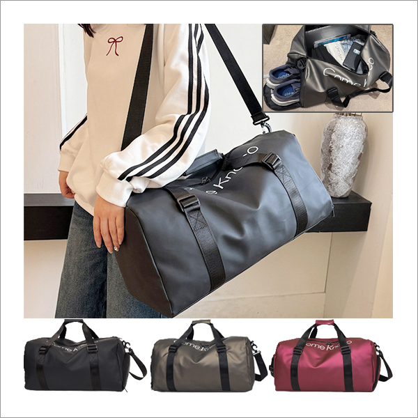 이로 캐주얼 영문 방수 다용도수납 헬스 토트 여행용 보스턴백 크로스백