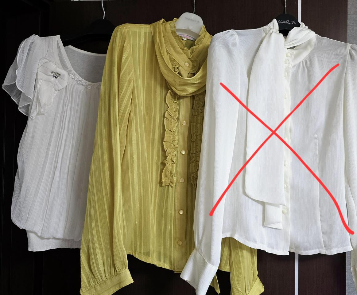 리본 시스루 블라우스 2종 일괄판매(상태 최상!)