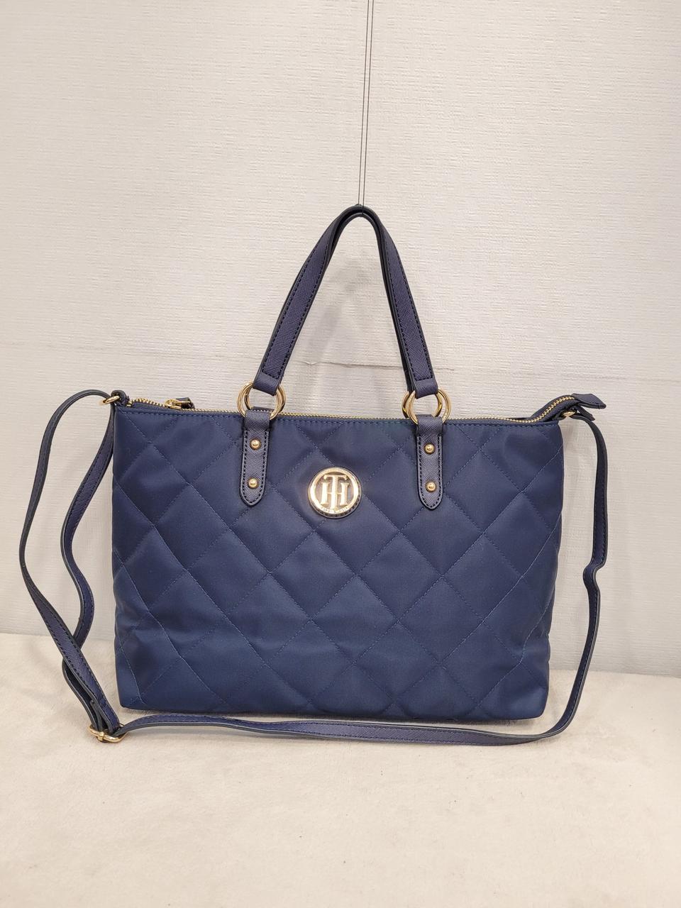 타미힐피거 퀼팅 토트백 크로스백 네이비