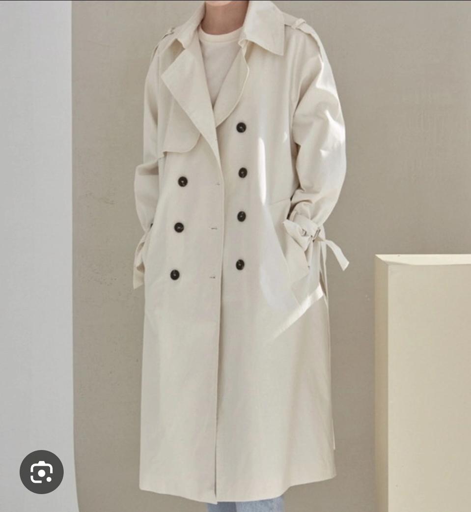 무자크 여성 롱 코트 자켓 아이보리 화이트