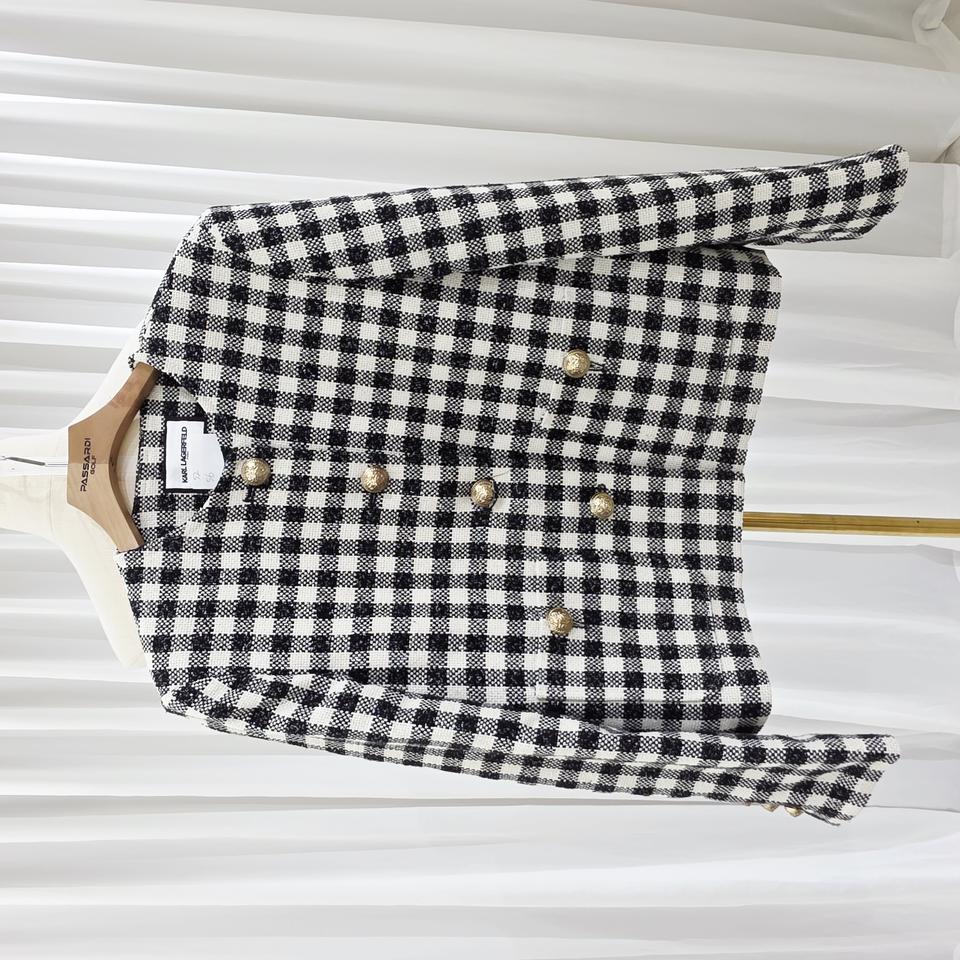 칼라거펠트 체크 트위드 쟈켓