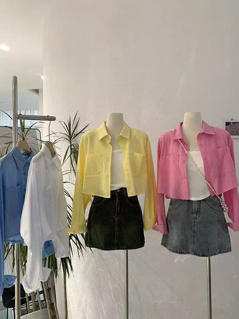 컬러셔츠 린넨 여성여름 린넨브라우스 살안타템