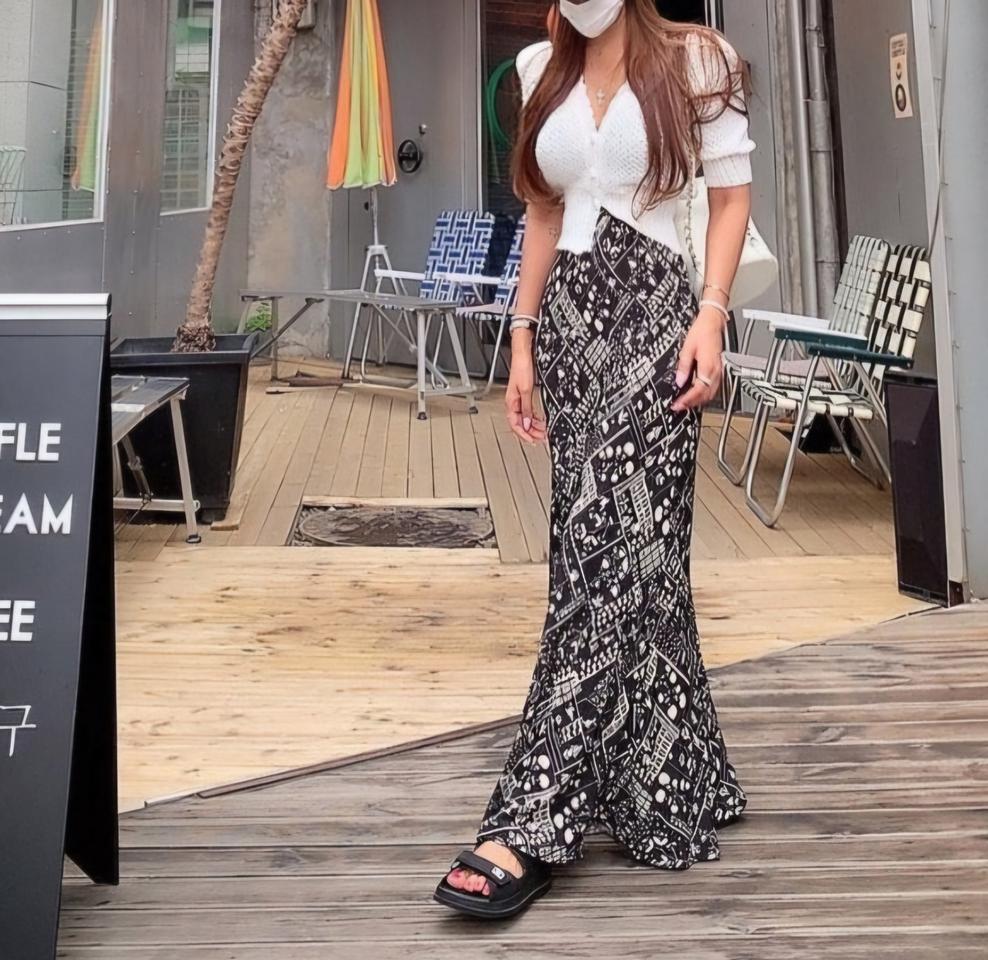 코즈캣 페이즐 롱 밴딩 스커트