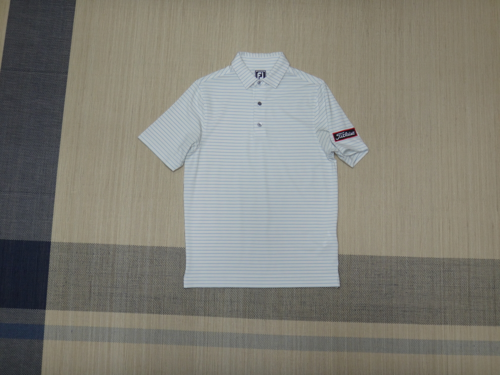 (M/95) 풋조이 스트라이프 카라 반팔 스판 티셔츠