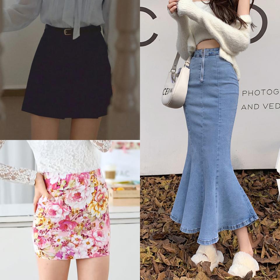 로엠 스커트 치마 데님 머메이드 플라워 A라인 H라인 하객룩