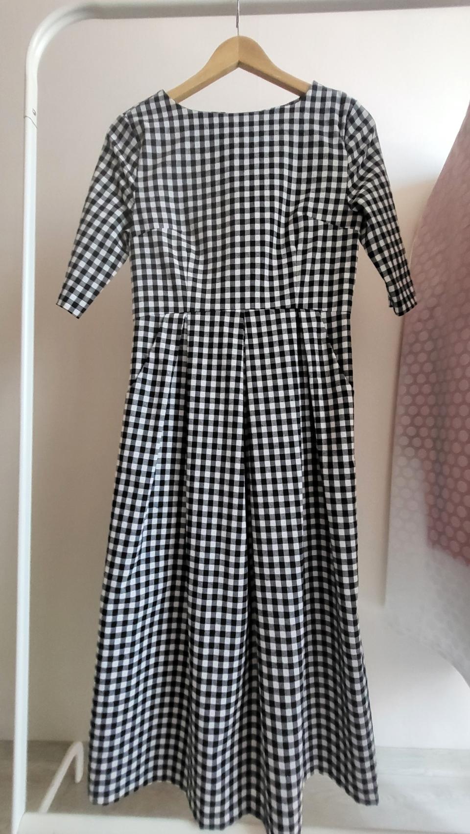 깅엄 체크 롱 원피스