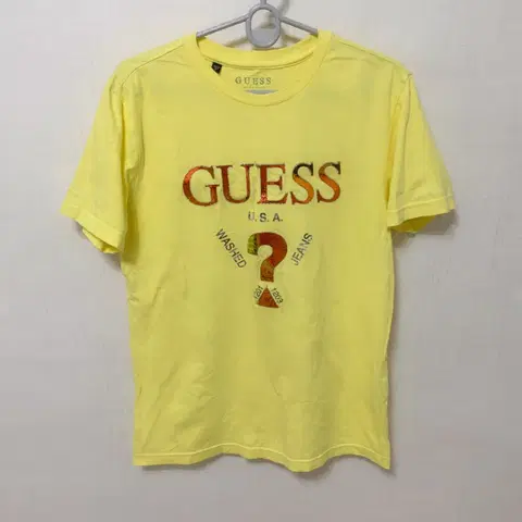 게스 로고 레몬 반팔 티셔츠 옐로우 M 코튼 100 95 사이즈