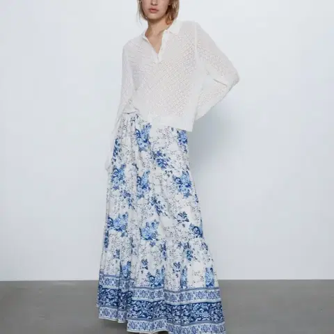 자라 ZARA 블루로즈 롱스커트 맥시 스커트 55~77