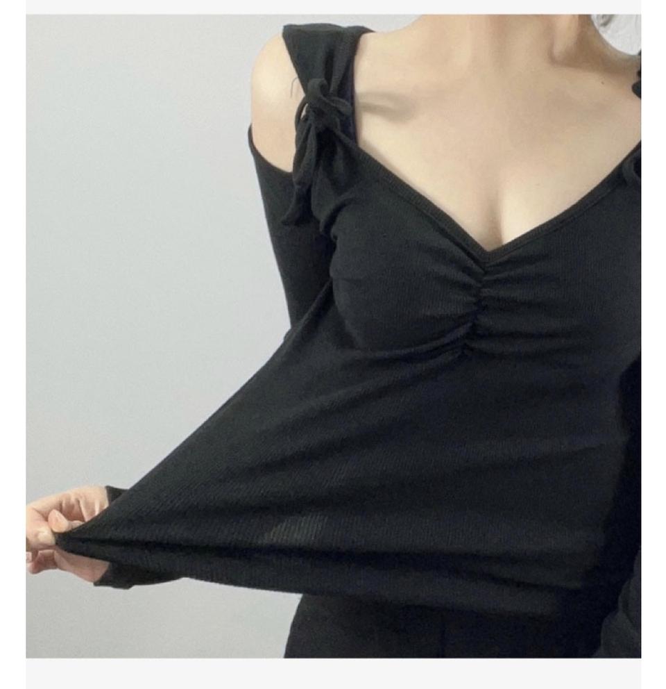 (빅사이즈/블랙) 어깨트임 리본티