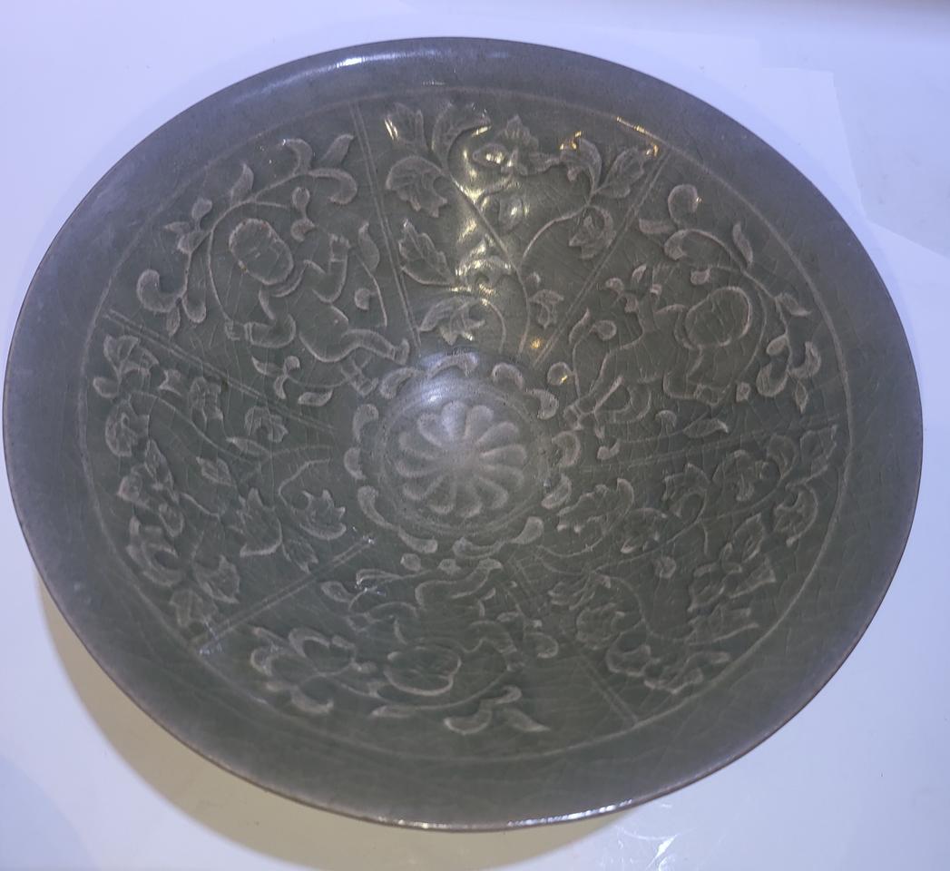 청자 화조문 다완