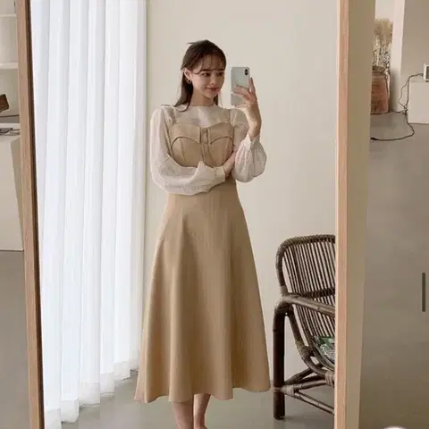 새상품 리리앤코 스트라이프 롱원피스