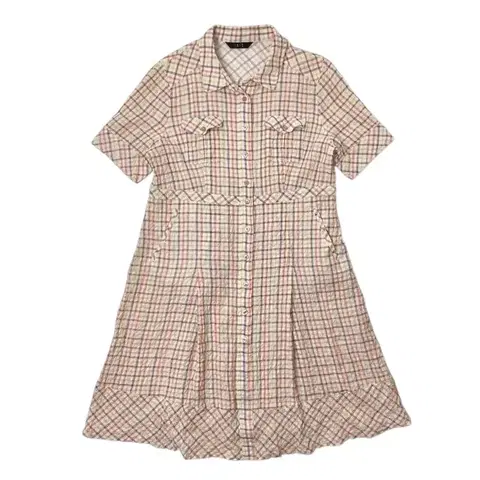 [택포] 닥스 시어서커 반팔 체크 원피스 L