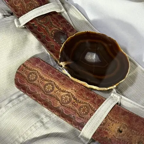 빈티지 플라워 핸드툴링 웨스턴 벨트