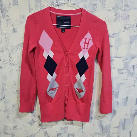 타미힐피거 키즈 아가일 니트 가디건 M