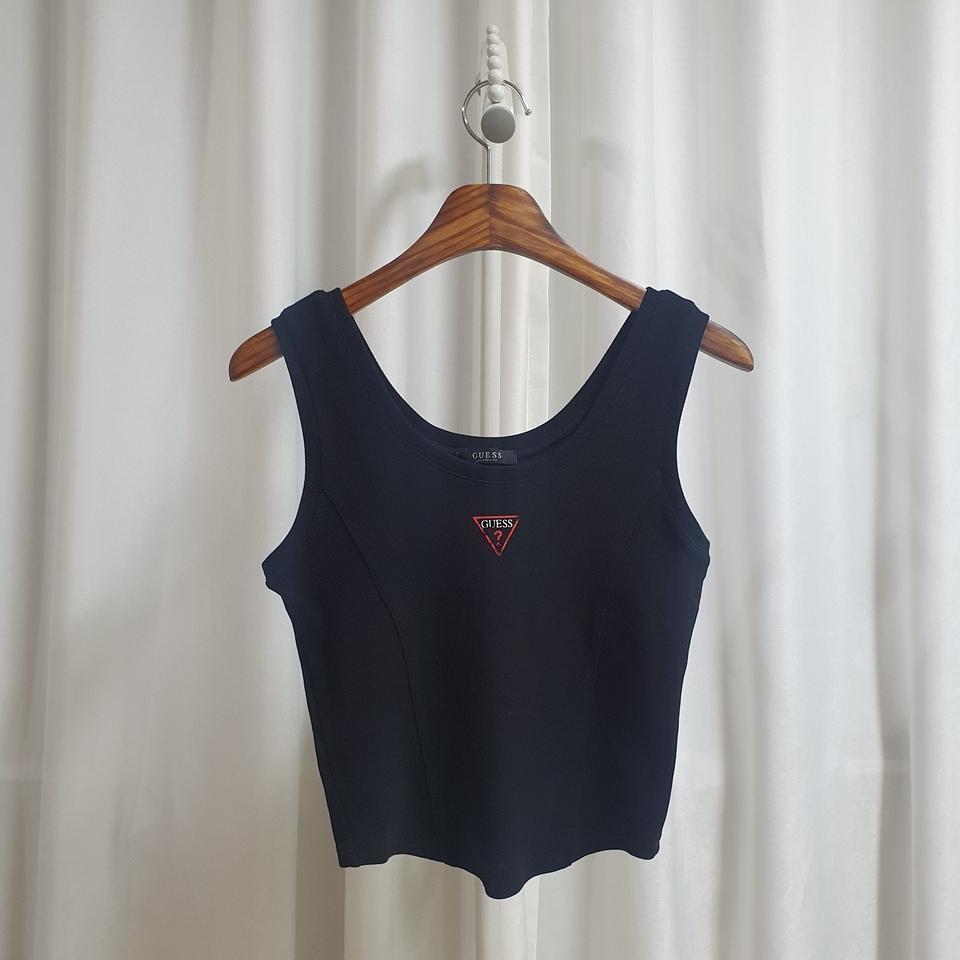 게스 골지 민소매 크롭티