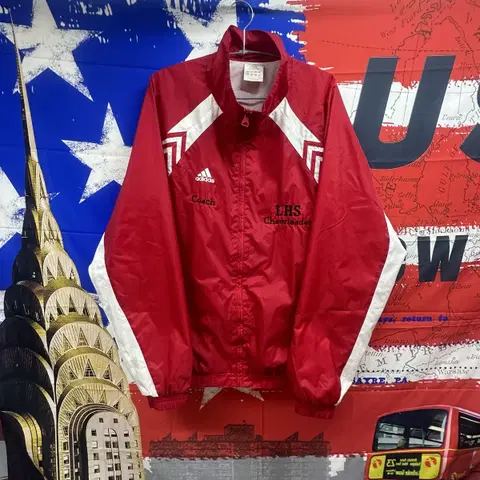 s급 올드스쿨 아디다스 오버핏 풋볼코치 바람막이 L100