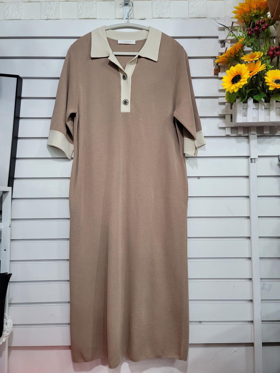 크레송 카라 니트 롱 원피스