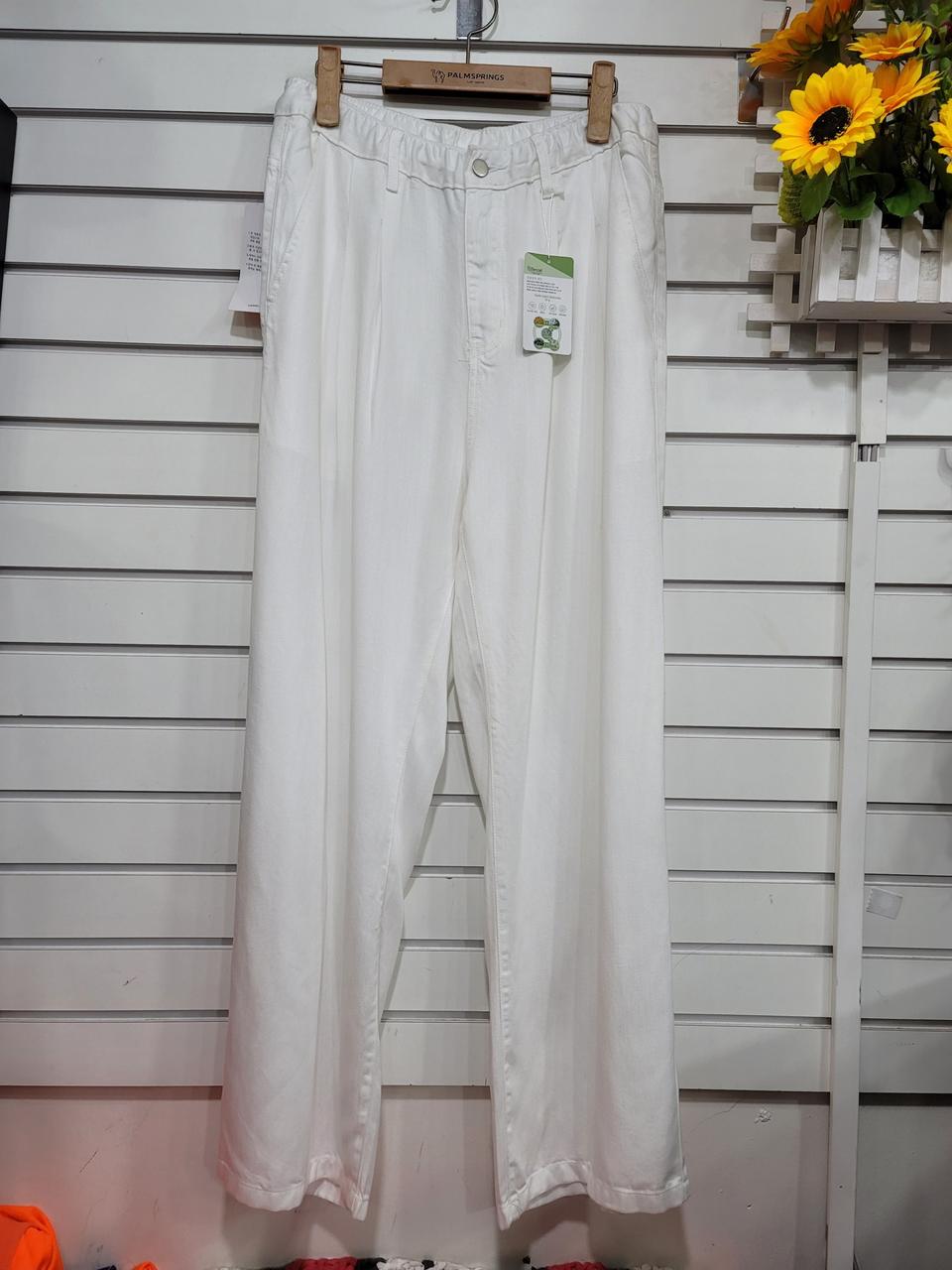 흰색 텐셀 바지