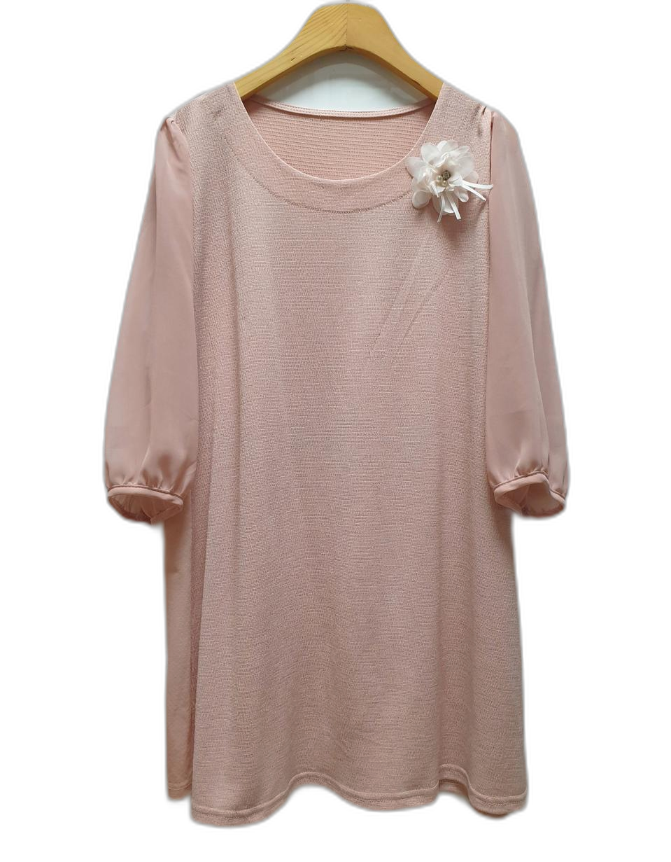 새상품/코사지 쉬폰소매블라우스