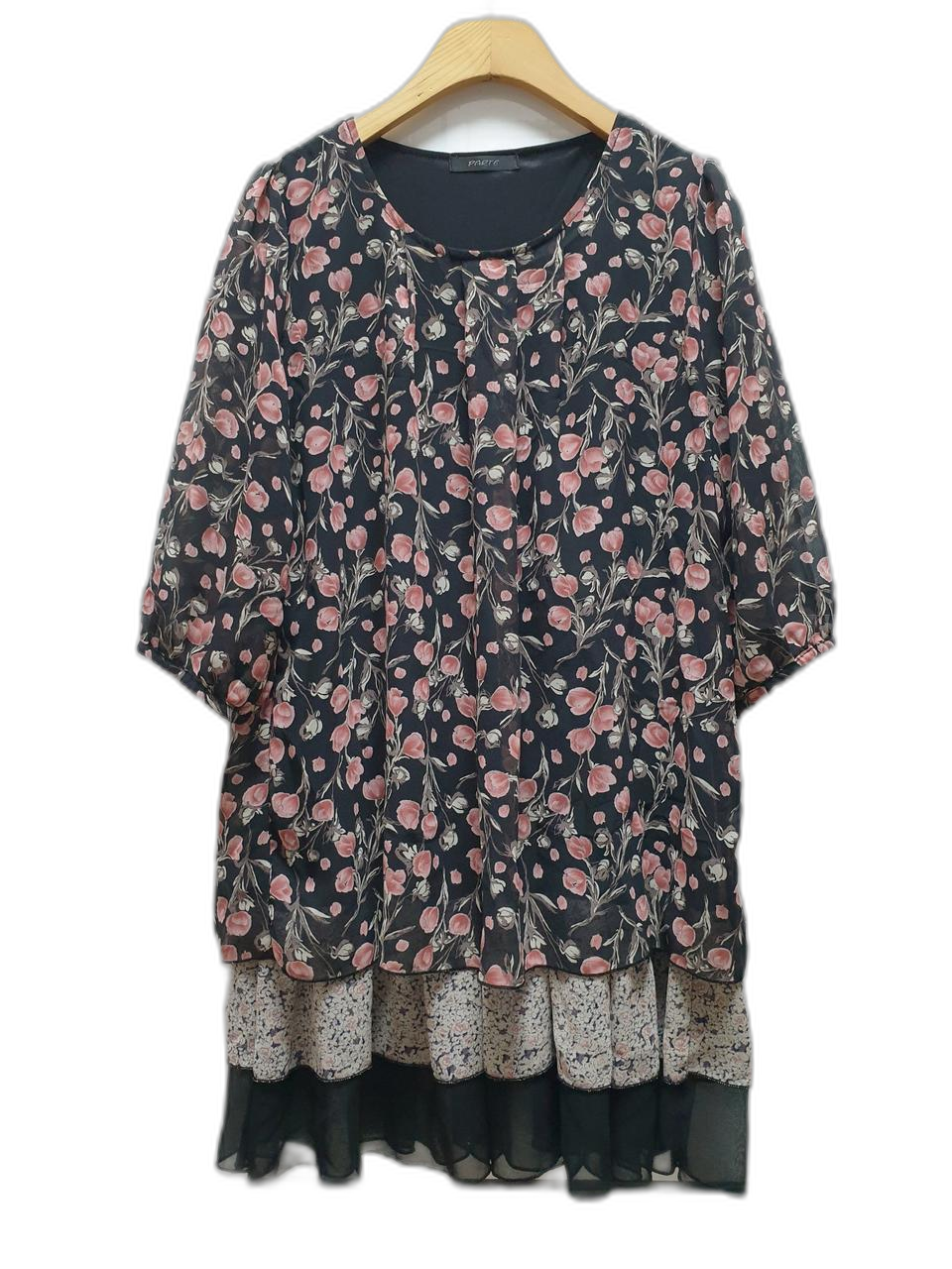 새상품/플라워 프릴쉬폰블라우스